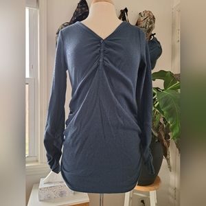Motherhood Maternity Blue Waffle Knit Shirt Size Medium